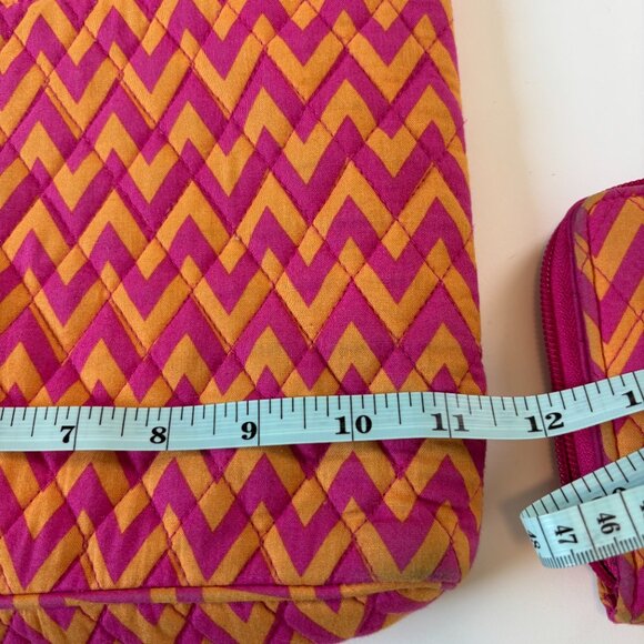 Vera Bradley Matched Set Zigzag Quilted Crossbody Bag Wallet Set Pink/Orange - Picture 4 of 12